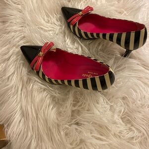 Kate Spade Black and Pink Striped Heels size 6.5